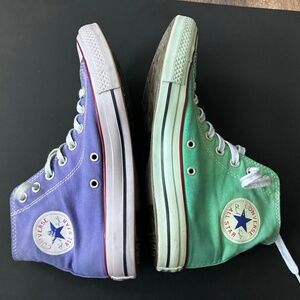 Green & Purple Canvas Chuck Taylor Classic Highs - Men's 7 Women's 9